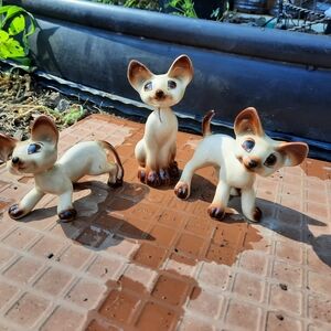 Set of Three Ceramic Siamese Cat Figurines